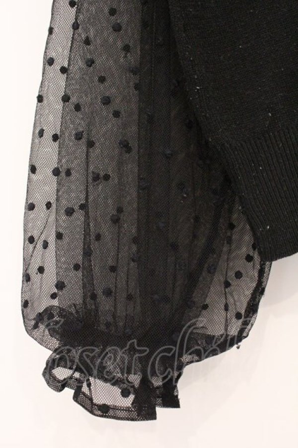 画像2: axes femme / 袖ドットチュールプルオーバー M クロ O-26-03-29-093-AX-TO-OW-OS (2)