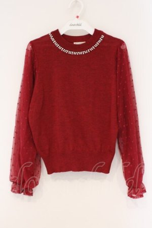 画像: axes femme / 袖ドットチュールプルオーバー M アカ O-26-03-29-094-AX-TO-OW-OS