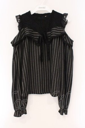 画像: axes femme POETIQUE / ストライプオフショルトップス M クロ O-26-03-29-095-AX-TO-OW-OS