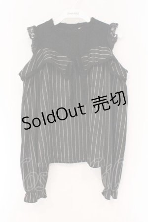 画像: axes femme POETIQUE / ストライプオフショルトップス M クロ O-26-03-29-095-AX-TO-OW-OS