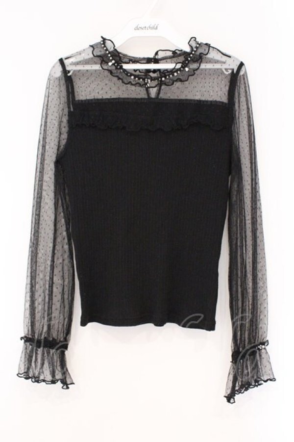 画像1: axes femme / ドットチュール切替プルオーバー M クロ O-26-03-29-100-AX-BL-OW-OS (1)