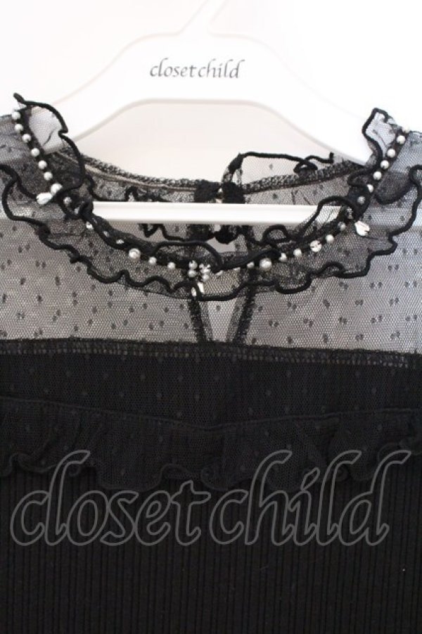 画像2: axes femme / ドットチュール切替プルオーバー M クロ O-26-03-29-100-AX-BL-OW-OS (2)