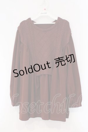 画像: axes femme / ケーブル編みニット切り替えチュニック F レンガ O-26-03-29-014-AX-TO-YM-OS