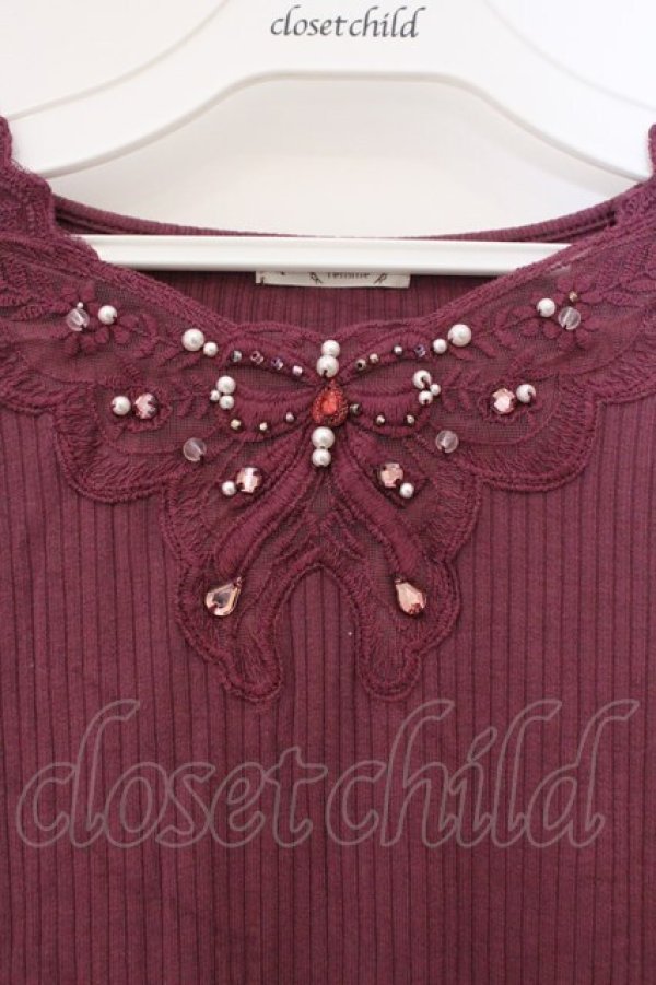 画像2: axes femme / 蝶々レース×ビジューインナー F あずき O-26-03-29-019-AX-TO-YM-OS (2)