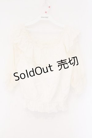 画像: axes femme / シフォン切り替えシャーリングトップス M シロ O-26-03-29-003-AX-TO-YM-OS