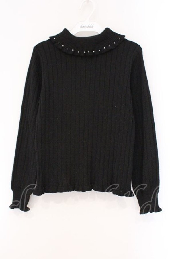 画像1: axes femme / タートルラメニットプルオーバー M クロ O-26-03-29-025-AX-TO-YM-OS (1)