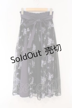 画像: axes femme / 紫陽花プリントレーススカート F ブラックｘパープル O-26-03-29-026-AX-SK-YM-OS