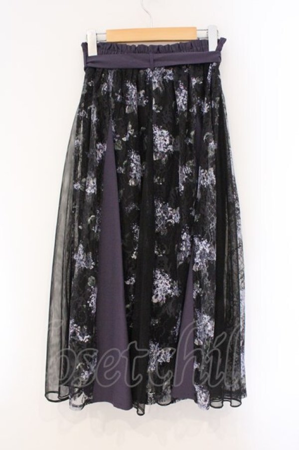 画像3: axes femme / 紫陽花プリントレーススカート F ブラックｘパープル O-26-03-29-026-AX-SK-YM-OS (3)
