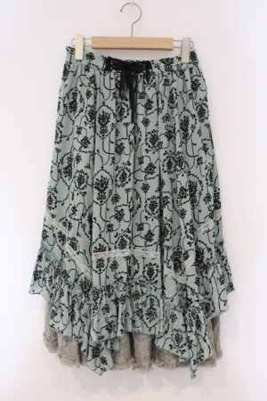 画像: axes femme / フロッキー総柄スカート M ミント O-26-03-29-029-AX-SK-YM-OS