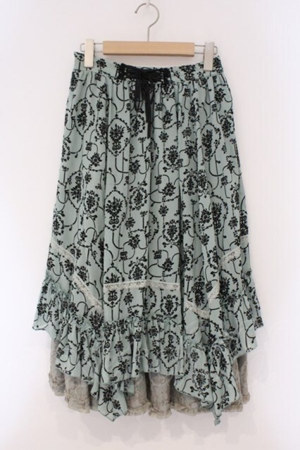 画像1: axes femme / フロッキー総柄スカート M ミント O-26-03-29-029-AX-SK-YM-OS (1)