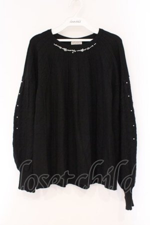 画像: axes femme / パール付ボリューム袖ニット F クロ O-26-03-29-031-AX-TO-YM-OS