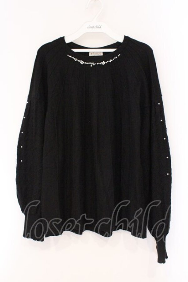 画像1: axes femme / パール付ボリューム袖ニット F クロ O-26-03-29-031-AX-TO-YM-OS (1)