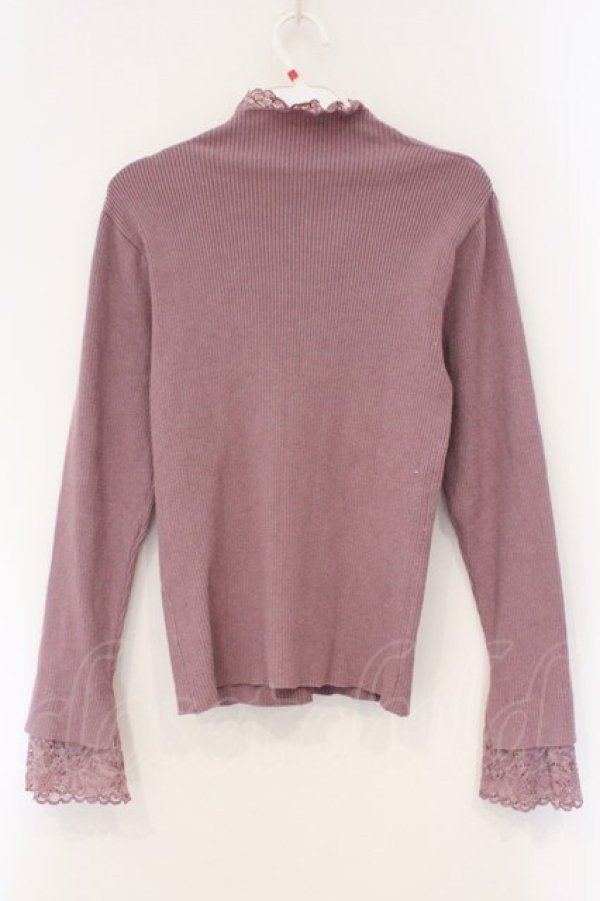 画像3: axes femme / レース配色カットソー M ピンクベージュ O-26-03-29-032-AX-TO-YM-OS (3)