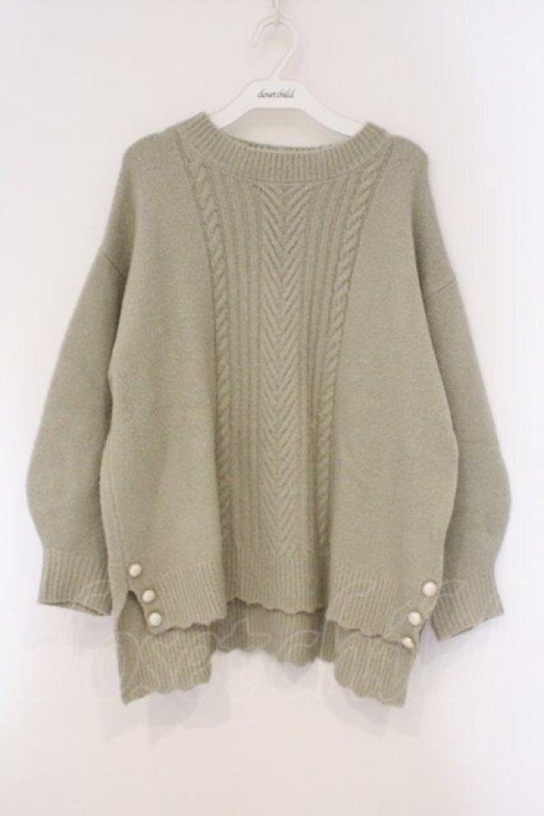 画像1: axes femme / 裾ボタンロングニットプルオーバー M グリーン O-26-03-29-033-AX-TO-YM-OS (1)