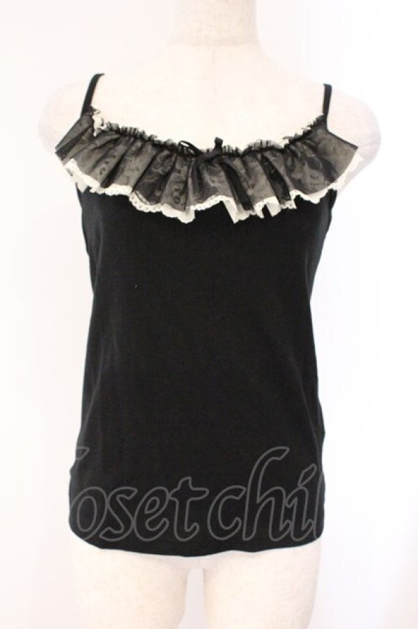 画像1: BPN / レース配色キャミソール M ブラック×ホワイト O-26-03-31-041-GO-TO-OW-OS (1)