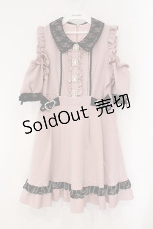 画像: DearMyLove / キラキラビジューオフショルフリルワンピース M ピンク×クロ O-26-03-31-006-EL-OP-IG-OS