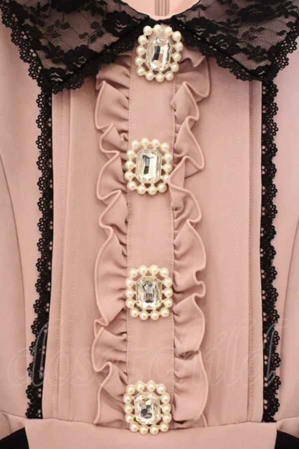 画像2: DearMyLove / キラキラビジューオフショルフリルワンピース M ピンク×クロ O-26-03-31-006-EL-OP-IG-OS (2)