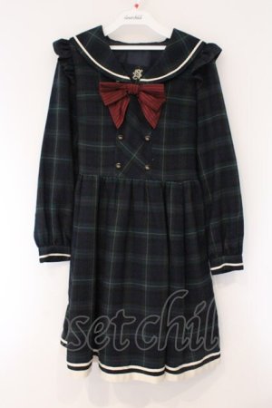画像: Secret Honey / チェック柄セーラーワンピース 2 グリーン O-26-03-31-052-CA-OP-IG-OS