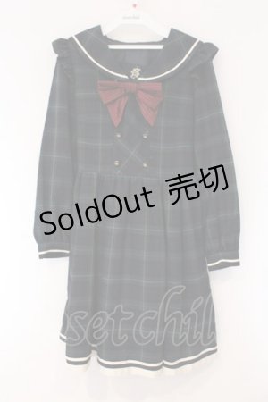 画像: Secret Honey / チェック柄セーラーワンピース 2 グリーン O-26-03-31-052-CA-OP-IG-OS
