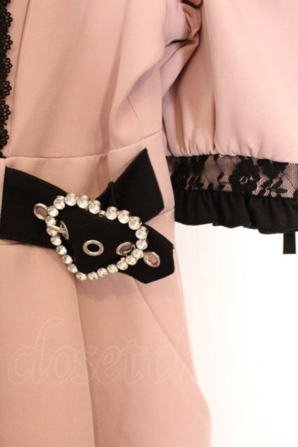 画像3: DearMyLove / キラキラビジューオフショルフリルワンピース M ピンク×クロ O-26-03-31-006-EL-OP-IG-OS (3)