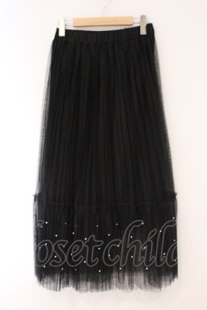 画像: axes femme POETIQUE / パールチュールティアードスカート M クロ O-26-03-31-056-AX-SK-OW-OS