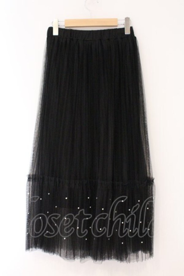 画像3: axes femme POETIQUE / パールチュールティアードスカート M クロ O-26-03-31-056-AX-SK-OW-OS (3)