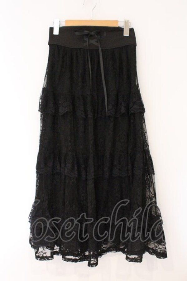 画像1: axes femme / 編上レースティアードスカート F クロ O-26-03-31-058-AX-SK-OW-OS (1)