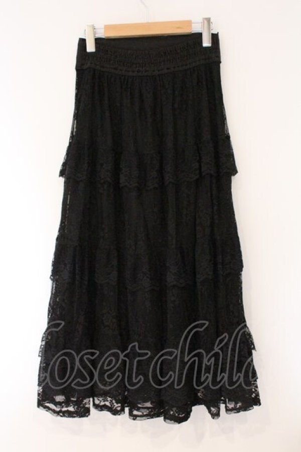 画像3: axes femme / 編上レースティアードスカート F クロ O-26-03-31-058-AX-SK-OW-OS (3)
