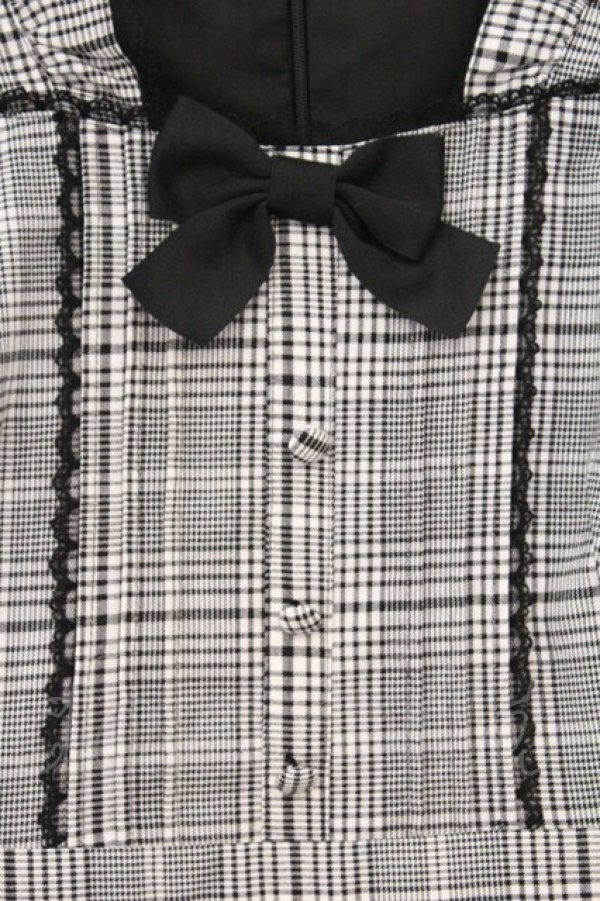 画像2: Honey Cinnamon / 配色リボンペプラムワンピース  シロ×クロ O-26-03-31-1037-LO-OP-IG-OS (2)