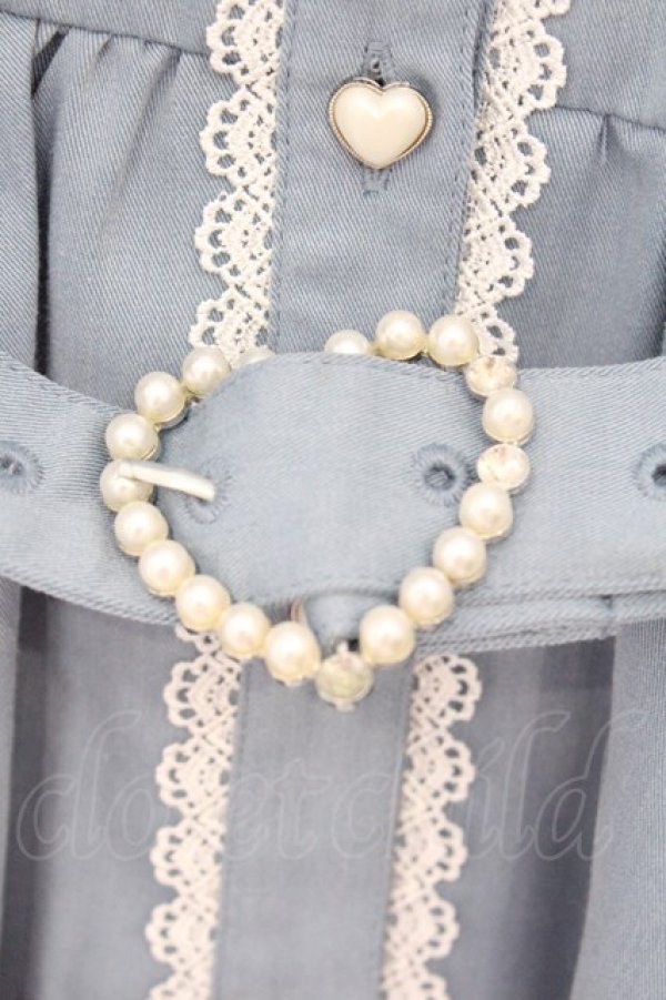 画像3: Secret Honey / レースカラー半袖ワンピース  サックス O-26-03-31-1038-CA-OP-IG-OS (3)