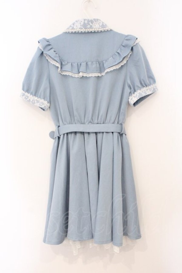 画像4: Secret Honey / レースカラー半袖ワンピース  サックス O-26-03-31-1038-CA-OP-IG-OS (4)