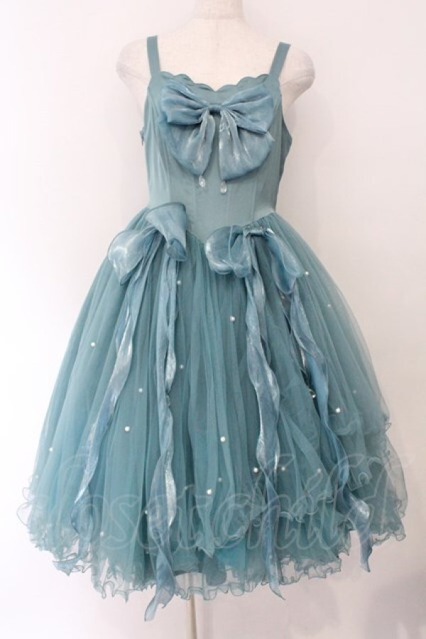 画像1: Sara Bell / パール配色オーガンジージャンパースカート  グリーン O-26-03-31-1054-LO-OP-OW-OS (1)