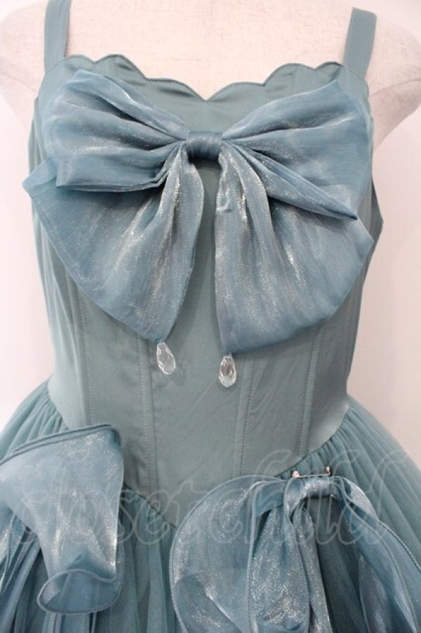 画像2: Sara Bell / パール配色オーガンジージャンパースカート  グリーン O-26-03-31-1054-LO-OP-OW-OS (2)