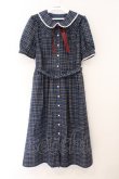 画像1: Secret Honey / リボン付きタータンワンピース 2 ブルー O-26-03-31-1059-CA-OP-YM-OS (1)