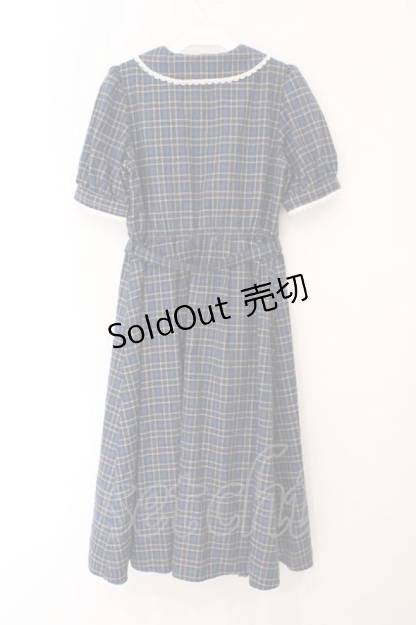 画像3: Secret Honey / リボン付きタータンワンピース 2 ブルー O-26-03-31-1059-CA-OP-YM-OS (3)