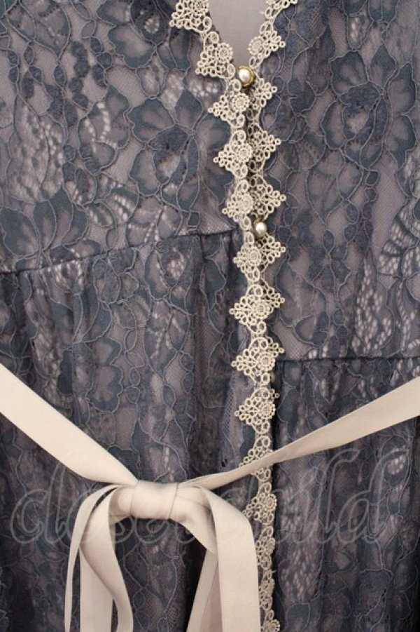 画像2: axes femme / 花柄総レースガウンワンピース M アオ O-26-03-31-1010-AX-OP-OW-OS (2)