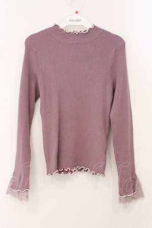 画像: axes femme / 袖レースメローニットプルオーバー F ピンク O-26-03-31-1011-AX-TO-OW-OS