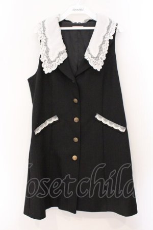 画像: axes femme POETIQUE / レース襟ロングベスト M クロ O-26-03-31-1014-AX-TO-IG-OS