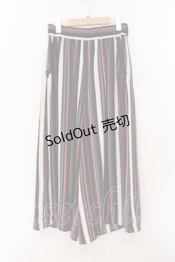 画像1: axes femme / ストライプガウチョパンツ M ネイビー×シロ×アカ O-26-03-31-1017-AX-PA-IG-OS (1)