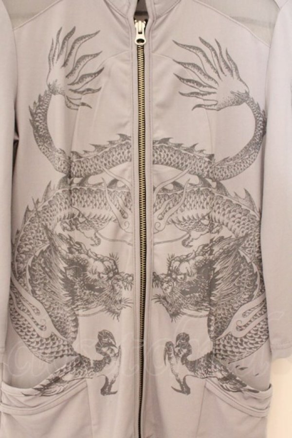 画像2: Ozz Croce / ドラゴンプリントメッシュジップトップス  グレー O-26-03-31-1021-OO-TO-IG-OS (2)