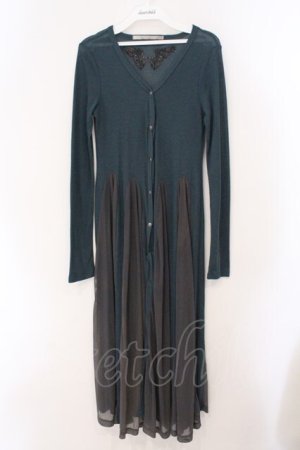 画像: Rozen Kavalier / メッシュ切り替えロングテレコカーディガン  グリーン O-26-03-31-1022-OO-TO-IG-OS