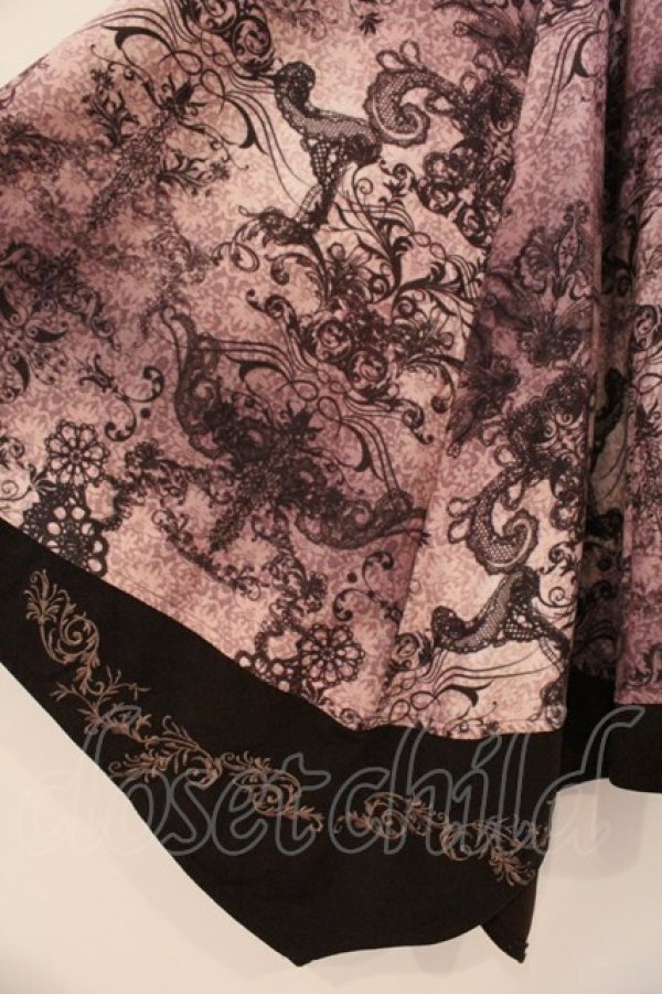 画像3: Rozen Kavalier / レースプリント起毛アシメスカート  ワイン系 O-26-03-31-1024-OO-SK-IG-OS (3)