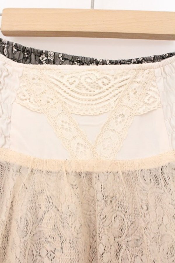 画像2: Ozz Croce / レース×サテンスカート  シャンパーンベージュ×アイボリー O-26-03-31-1026-OO-JA-IG-OS (2)
