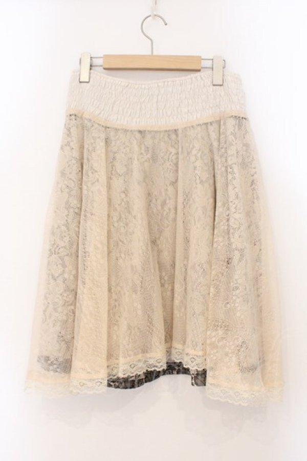 画像3: Ozz Croce / レース×サテンスカート  シャンパーンベージュ×アイボリー O-26-03-31-1026-OO-JA-IG-OS (3)
