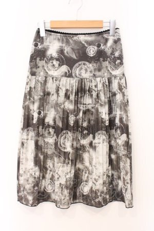 画像: Ozz Croce / プリントプリーツスカート  ベージュ×ブラック系 O-26-03-31-1027-OO-SK-IG-OS