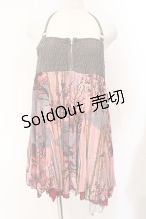 画像: Ozz Croce / 和柄プリーツスカート  グレー×レッド系 O-26-03-31-1028-OO-SK-IG-OS