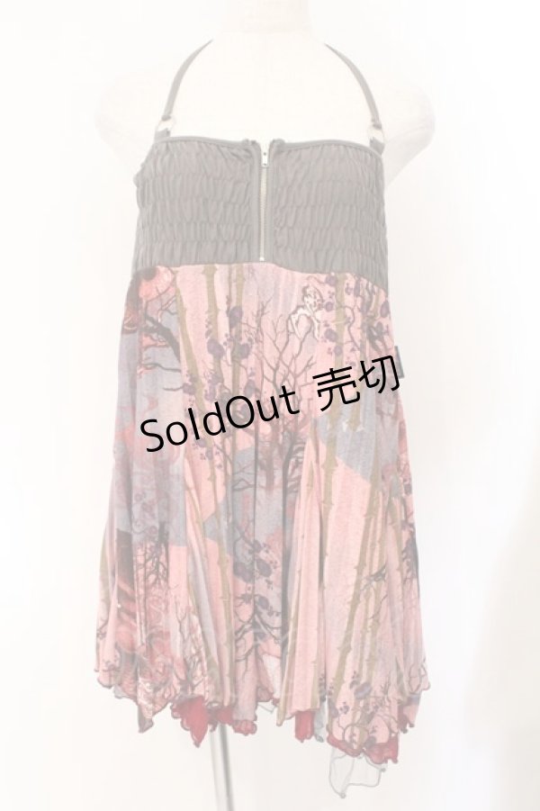 画像1: Ozz Croce / 和柄プリーツスカート  グレー×レッド系 O-26-03-31-1028-OO-SK-IG-OS (1)