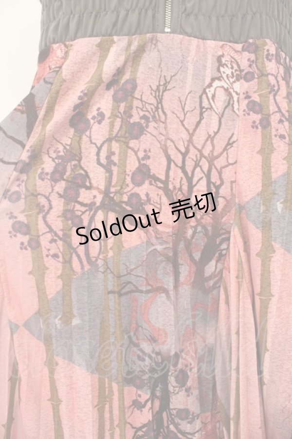 画像2: Ozz Croce / 和柄プリーツスカート  グレー×レッド系 O-26-03-31-1028-OO-SK-IG-OS (2)