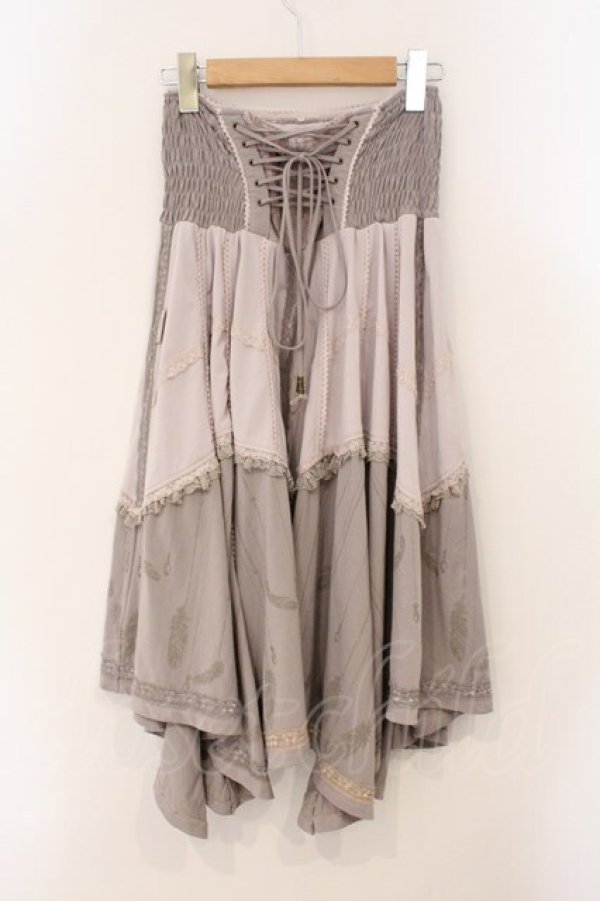 画像4: Rozen Kavalier / フェザープリントナポレオンスカート  ピンクベージュ系 O-26-03-31-1029-OO-SK-IG-OS (4)