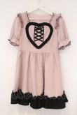 画像1: DearMyLove / ハートレースアップフリルワンピース M ピンク×クロ O-26-03-31-008-EL-OP-IG-OS (1)